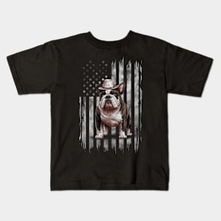 Patriotic American Bulldog Salute- Usa Pride Kids T-Shirt